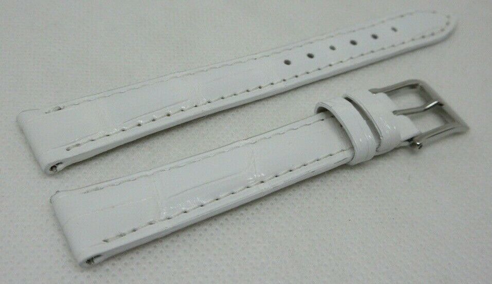 New Camille Fournet 14mm White Alligator Strap Genuine Steel Buckle Authentic