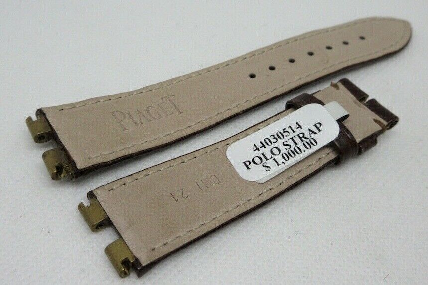 Piaget Polo 21mm Brown Alligator Strap Gold Tone Stainless Steel OEM Genuine