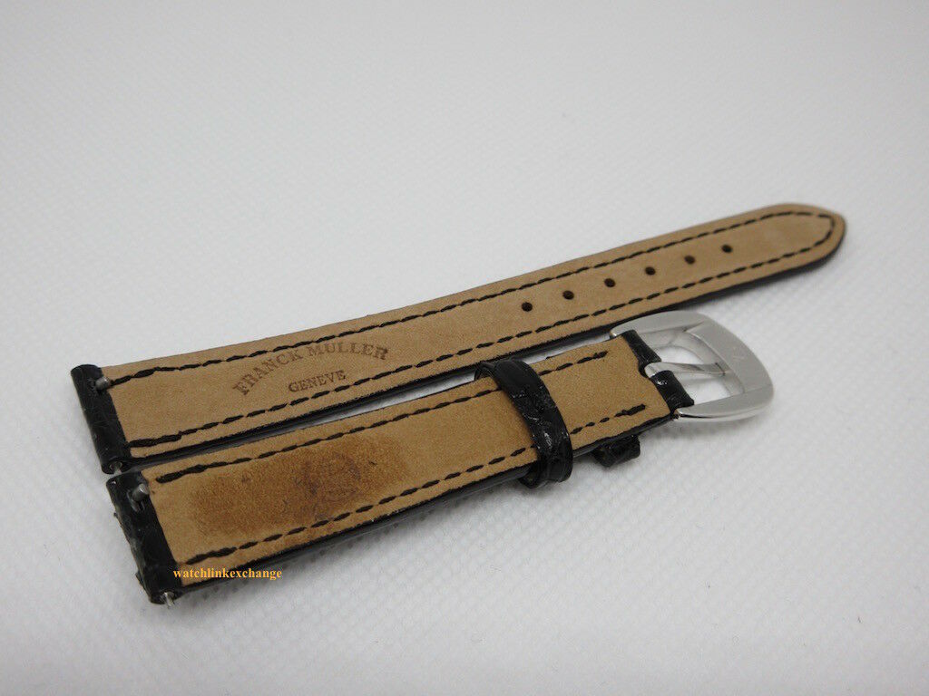 Franck Muller Diamond Stainless Steel Buckle 14mm Black Alligator Strap