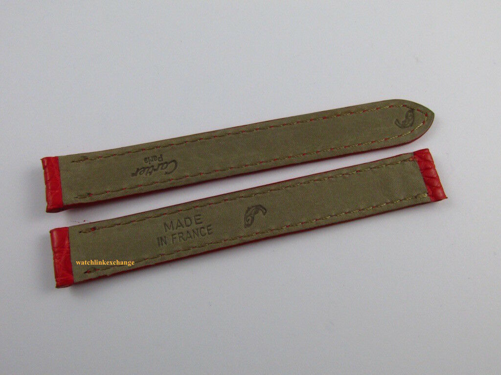 New Cartier 12mm Red Alligator Strap OEM Bag for Deployant Buckle