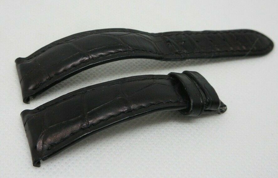 Patek Philippe 19mm Black Alligator Strap OEM Genuine Grey Stitch