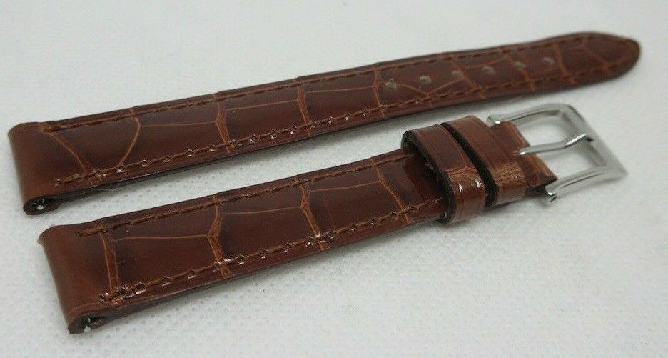 New Camille Fournet 14mm Brown Alligator Strap Genuine Steel Buckle Authentic