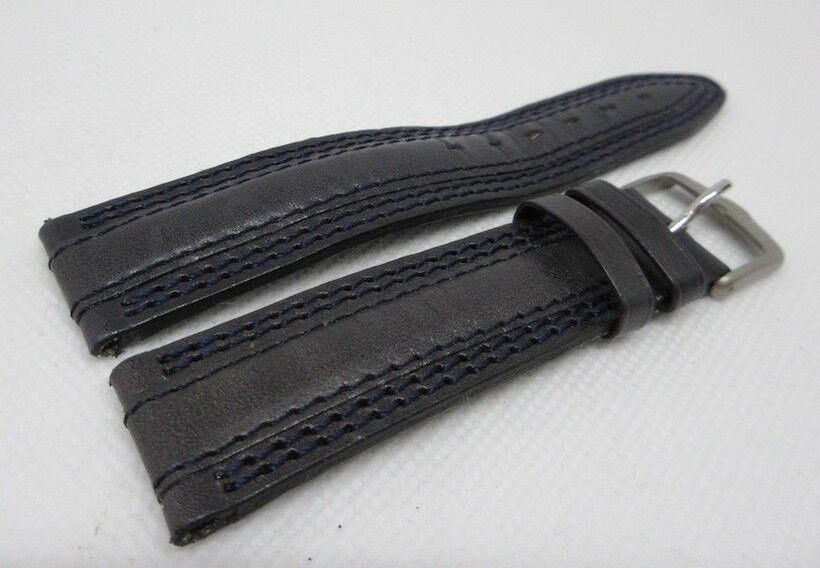 Tag Heuer 20mm Grey Leather Strap Blue Stitch Stainless Steel Buckle