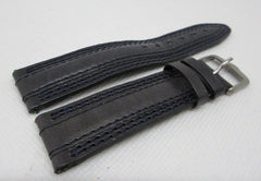 Tag Heuer 20mm Grey Leather Strap Blue Stitch Stainless Steel Buckle