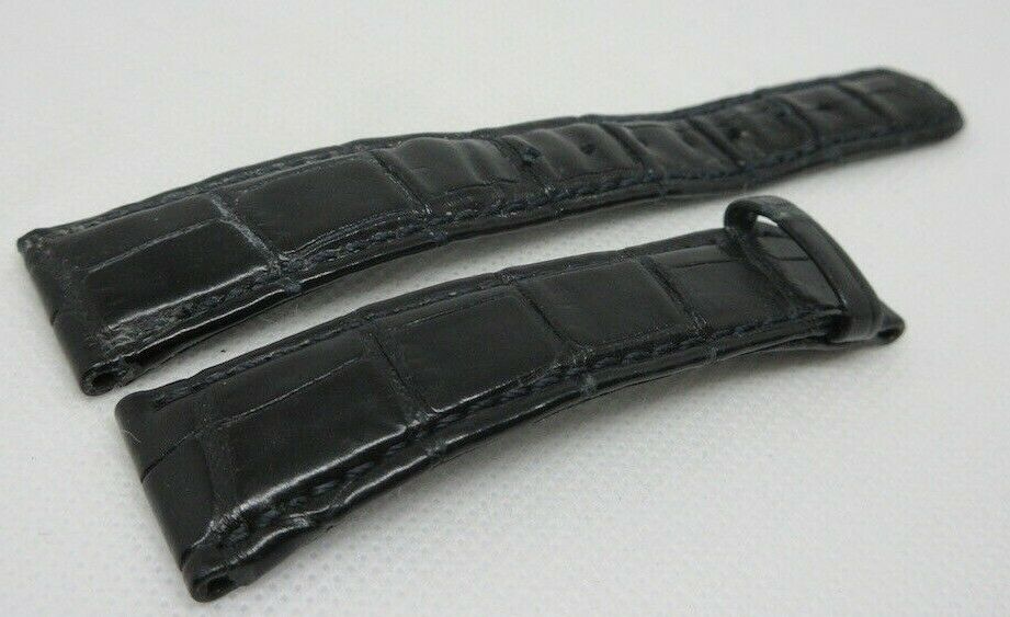 A. Lange & Sohne 20mm Black Alligator Strap OEM Genuine Blue Stitch
