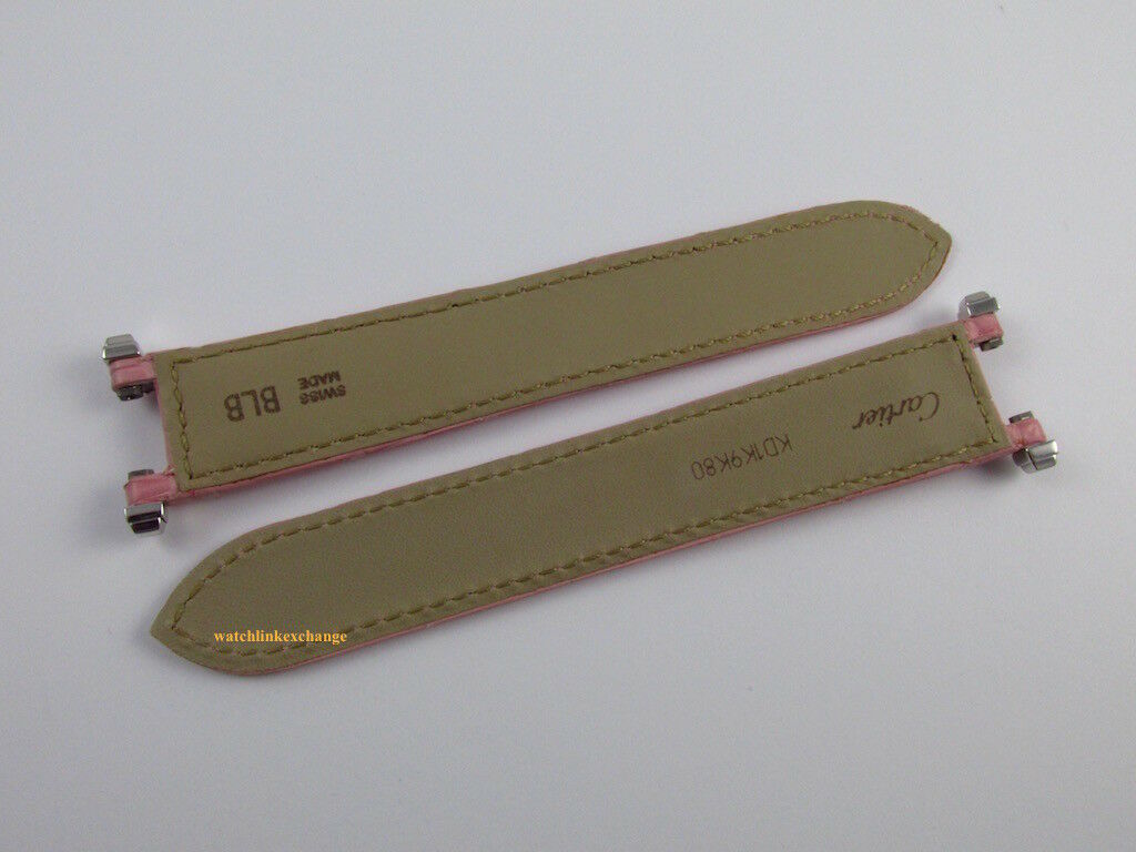 New Cartier Pasha 17mm Pink Alligator Strap 18k White Gold Pushers OEM