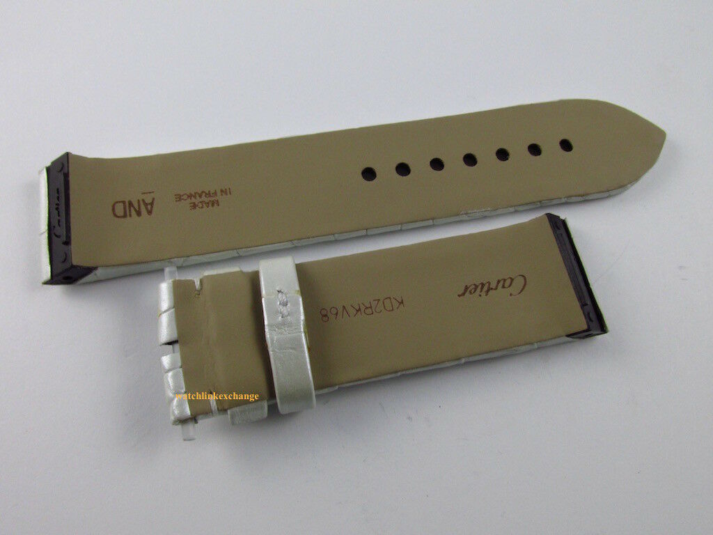 New Cartier 20mm White Pearl Alligator Strap OEM