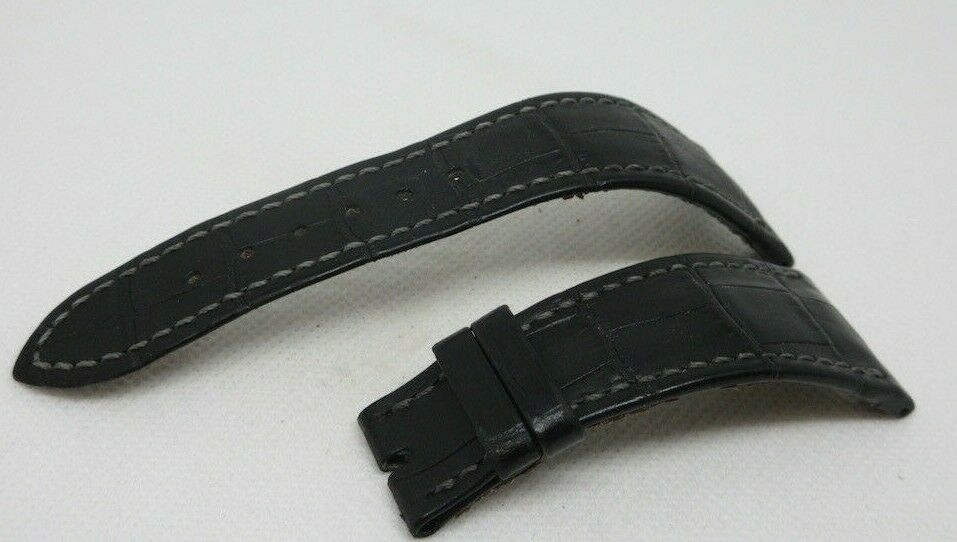 Patek Philippe Nautilus 25mm Black Alligator Strap OEM Genuine for Deployant