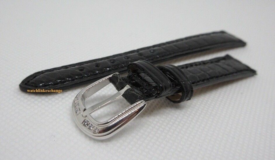 Franck Muller Diamond Stainless Steel Buckle 14mm Black Alligator Strap