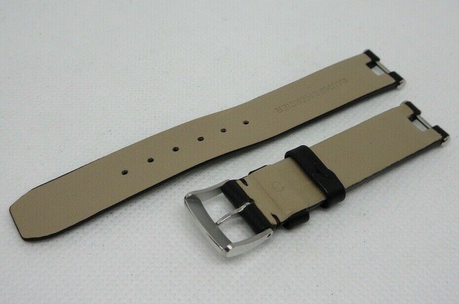 Baume Mercier 14mm Black Leather Strap Stainless Steel Buckle OEM