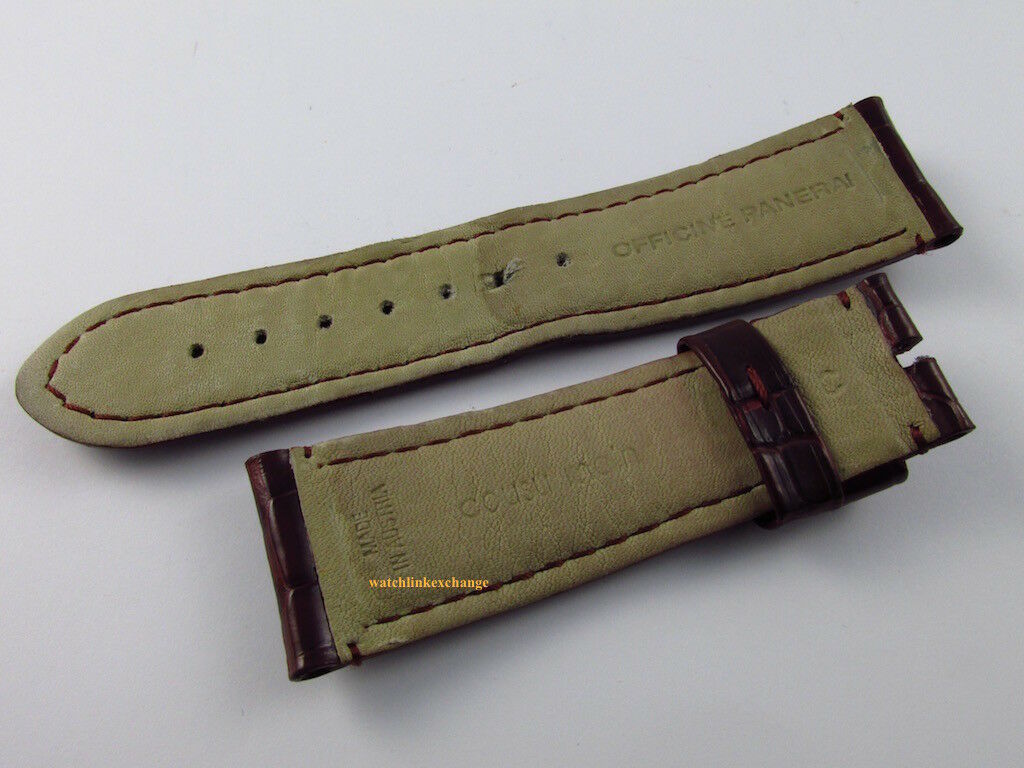 Panerai 23mm Burgundy Alligator Strap OEM for Radiomir 42mm Pin Buckle A Series