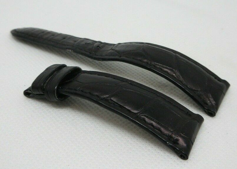 Patek Philippe 19mm Black Alligator Strap OEM Genuine Grey Stitch