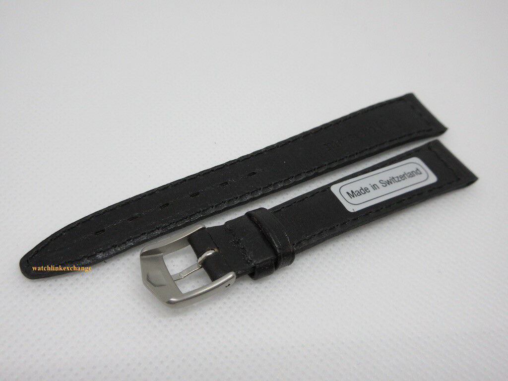 New Tag Heuer 14mm Black Leather Strap Steel Buckle