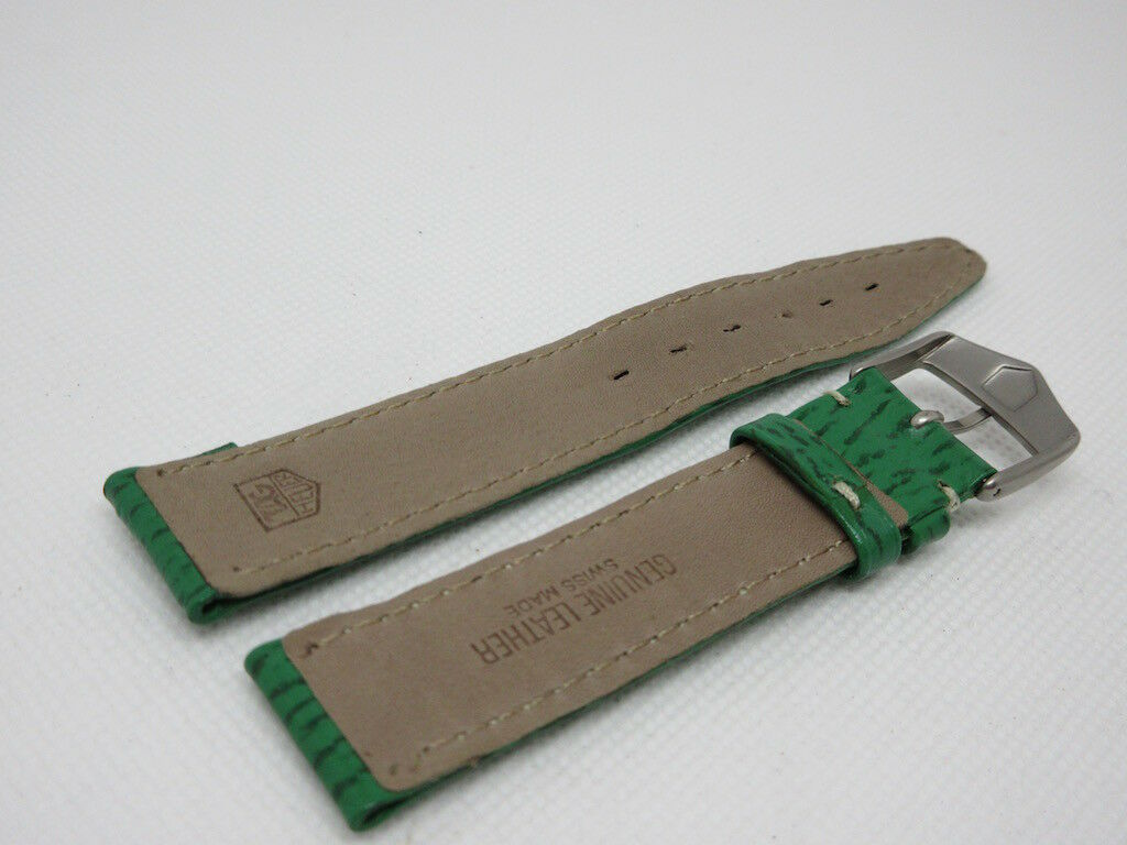 Tag Heuer 19mm Green Sharkskin Leather Strap Stainless Steel Buckle