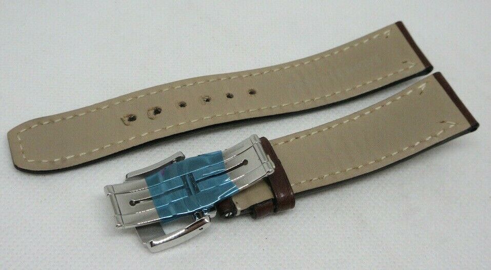 New Baume Mercier 20mm Brown Leather Strap Deployant Buckle OEM Genuine Steel
