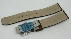 New Baume Mercier 20mm Brown Leather Strap Deployant Buckle OEM Genuine Steel