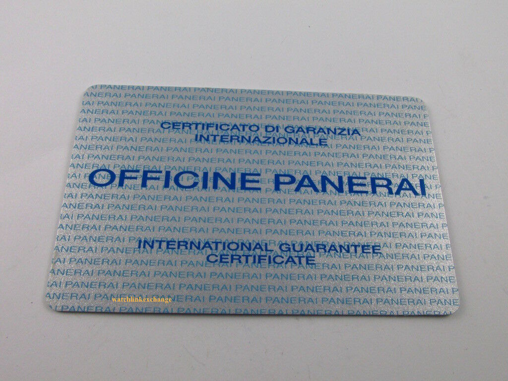 OEM Panerai Warranty Card Genuine
