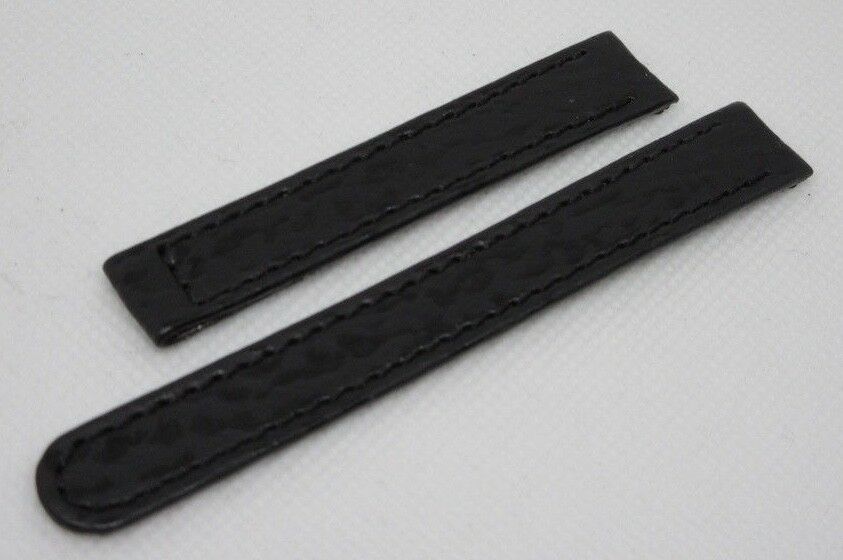 New Ebel 13mm Black Sharkskin Leather Strap OEM Bag
