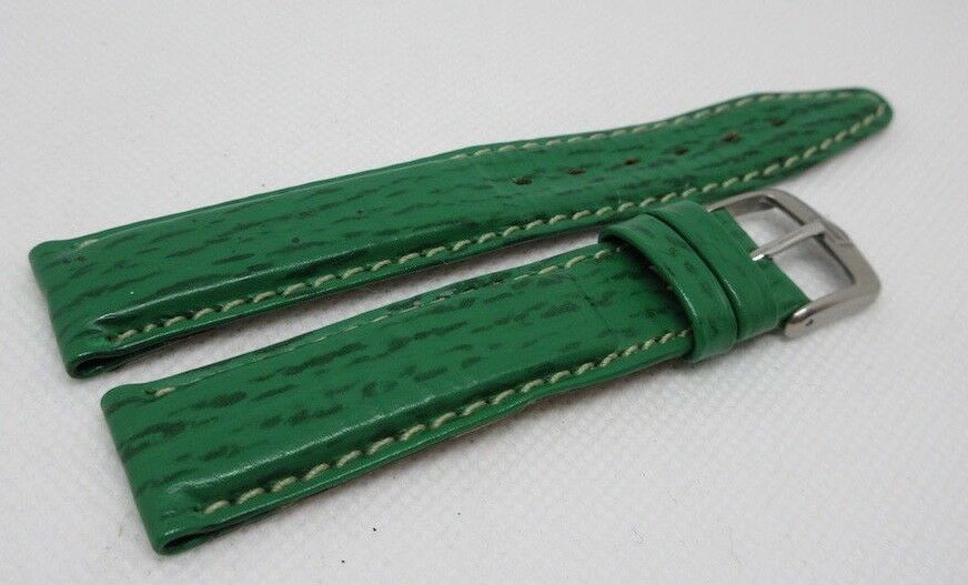 Tag Heuer 17mm Green Sharkskin Leather Strap Stainless Steel Buckle