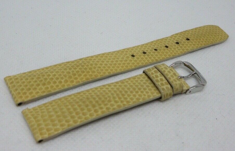 Baume Mercier 16mm Yellow Snakeskin Leather Strap Stainless Steel Buckle OEM
