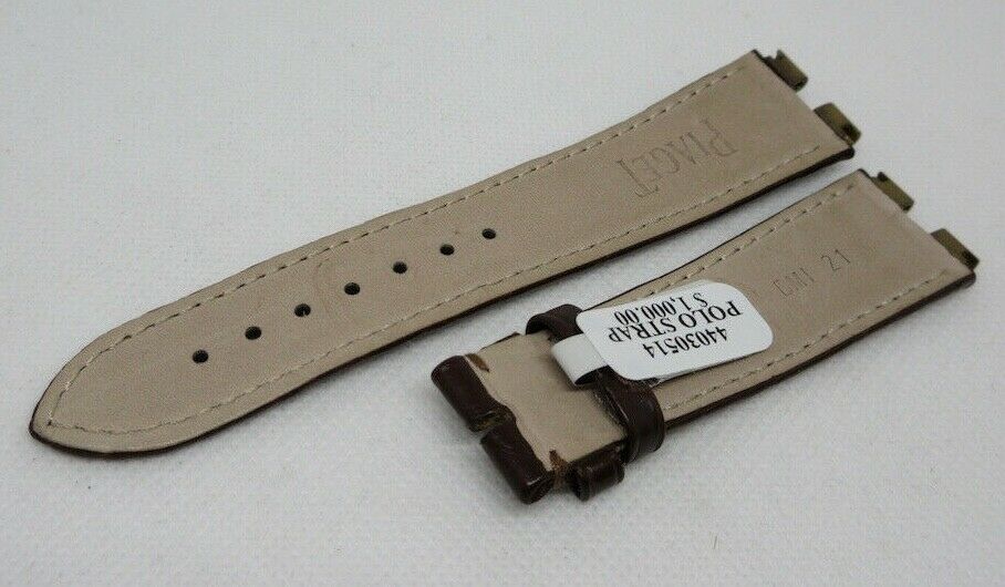 Piaget Polo 21mm Brown Alligator Strap Gold Tone Stainless Steel OEM Genuine
