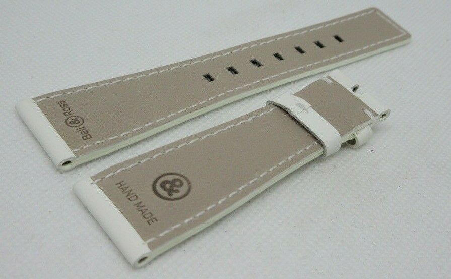 New Bell & Ross 24mm White Leather Strap Glossy OEM Genuine