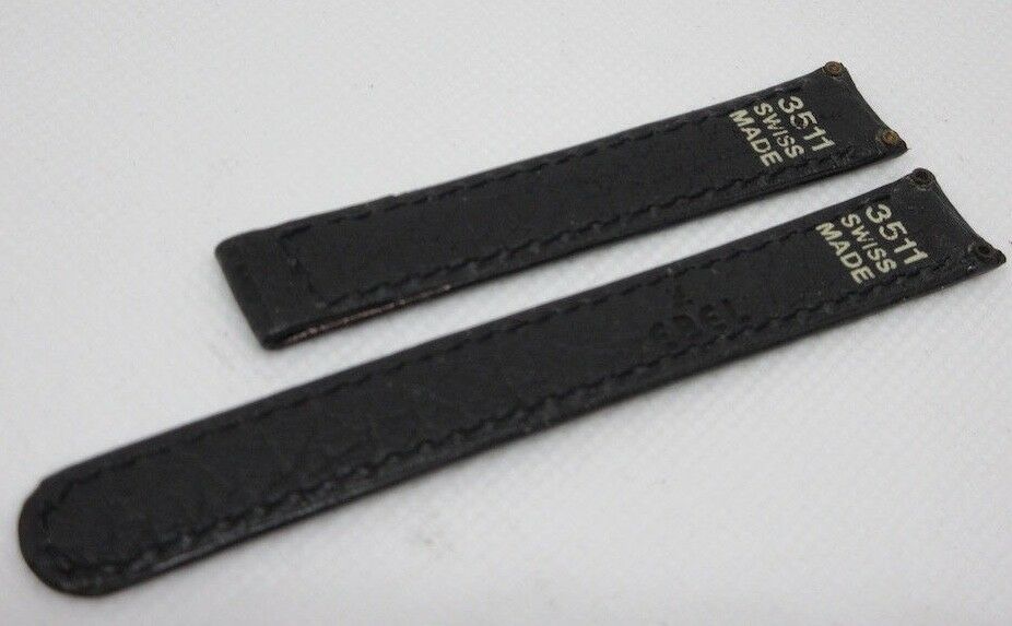 New Ebel 13mm Black Sharkskin Leather Strap OEM Bag