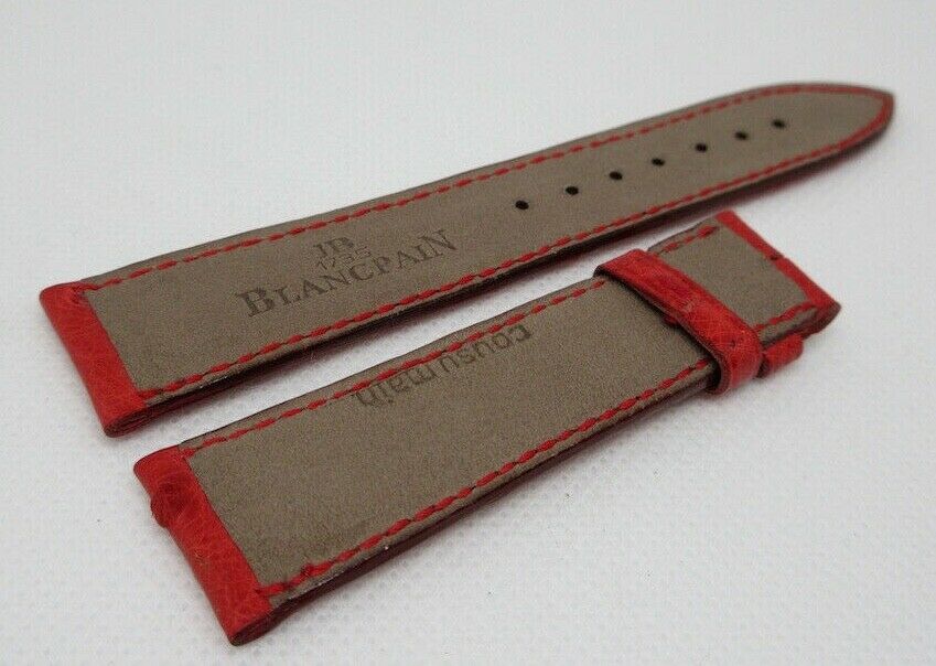 New Blancpain Red Ostrich Leather Strap 19mm OEM Genuine