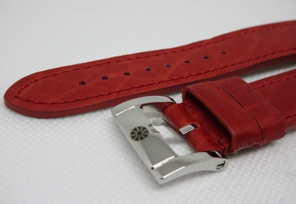 New Giuliano Mazzuoli Manometro 18mm Red Leather Strap Stainless Steel Buckle