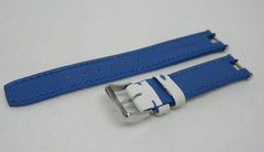 New Baume Mercier 14mm White Blue Leather Strap Stainless Steel Buckle OEM