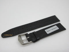 New Tag Heuer 16mm Black Leather Strap Steel Buckle