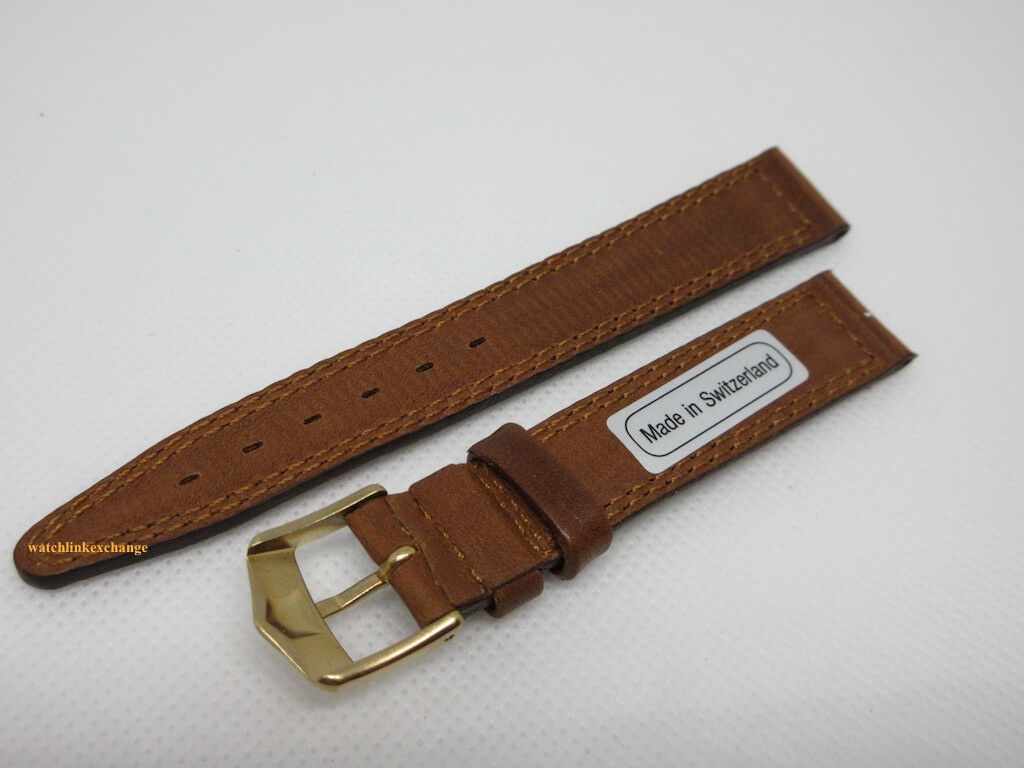 New Tag Heuer 15mm Brown Leather Strap Buckle Dual Stitch