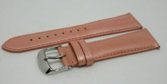New Michele 20mm Pink Leather Strap OEM Glossy Stainless Steel Buckle