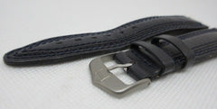 Tag Heuer 20mm Grey Leather Strap Blue Stitch Stainless Steel Buckle