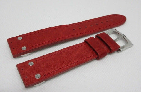 New Giuliano Mazzuoli Manometro 18mm Red Leather Strap Stainless Steel Buckle