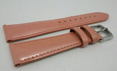 New Michele 20mm Pink Leather Strap OEM Glossy Stainless Steel Buckle
