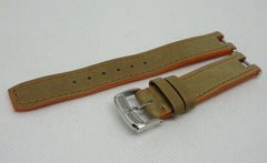 Baume Mercier 14mm Tan Orange Leather Strap Stainless Steel Buckle OEM Beige