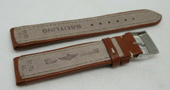 New Breiting 18mm Brown Leather Strap OEM Genuine Stainless Steel Buckle