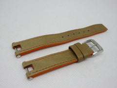 Baume Mercier 14mm Tan Orange Leather Strap Stainless Steel Buckle OEM Beige