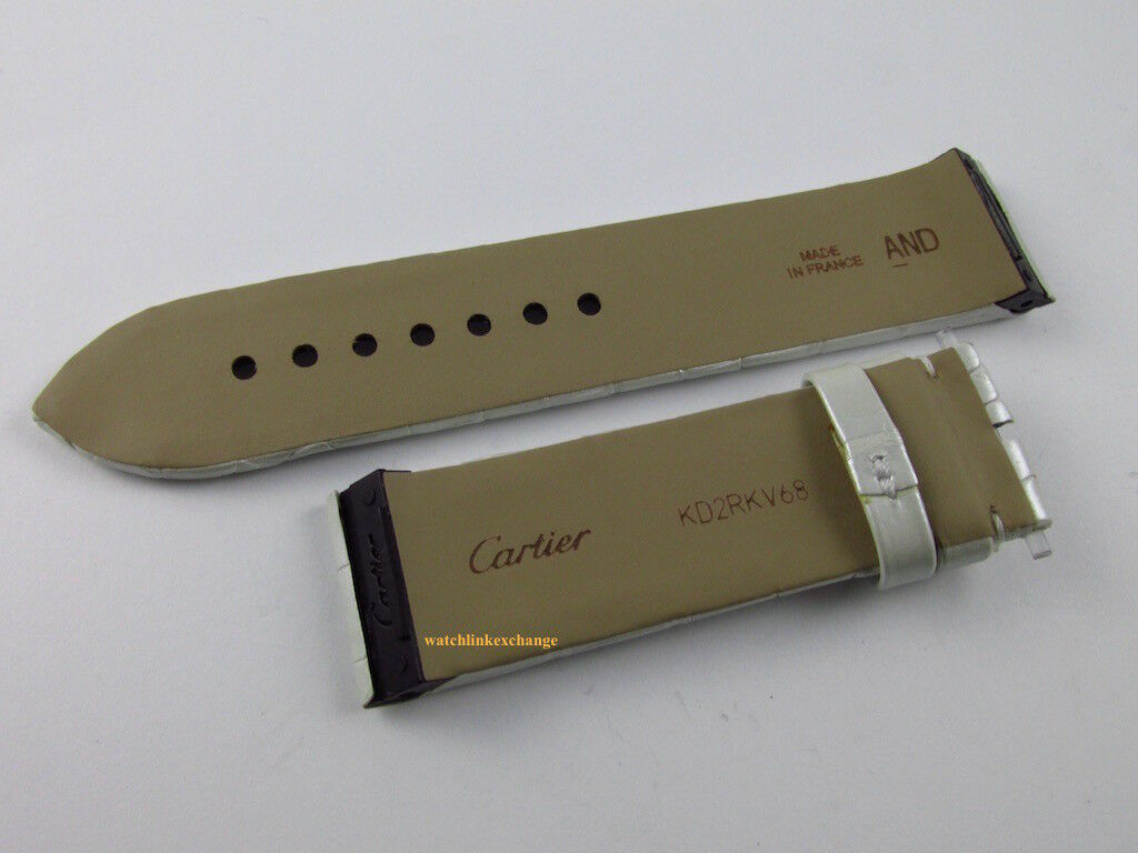 New Cartier 20mm White Pearl Alligator Strap OEM