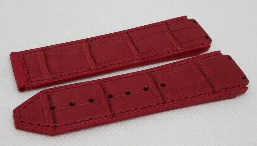 New Hublot 22mm Red Gummy Alligator Strap for Big Bang 41mm OEM Genuine