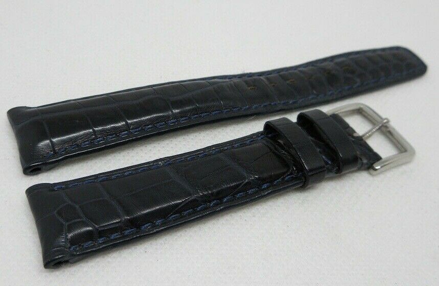 Omega 18mm Blue Alligator Strap Stainless Steel Tang Buckle OEM Genuine