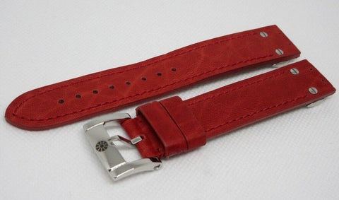 New Giuliano Mazzuoli Manometro 18mm Red Leather Strap Stainless Steel Buckle