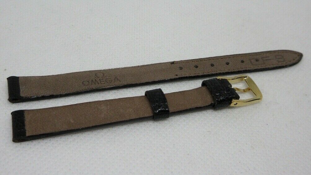 Omega 9mm Black Snakeskin Strap OEM Genuine Vintage Tang Buckle