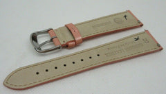 New Michele 20mm Pink Leather Strap OEM Glossy Stainless Steel Buckle