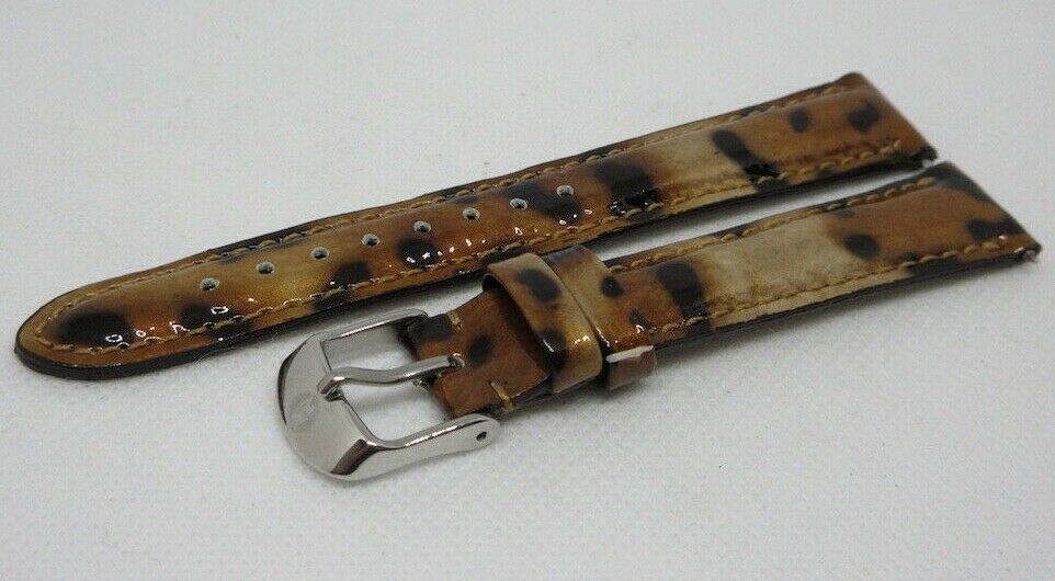 New Michele 16mm Leather Strap Cheetah Stainless Steel Buckle OEM