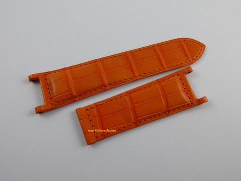 New Cartier Pasha 21mm Orange Alligator Strap OEM for Deployant Buckle Bag