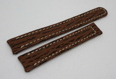 New Ebel 13mm Brown Sharkskin Leather Strap OEM Bag