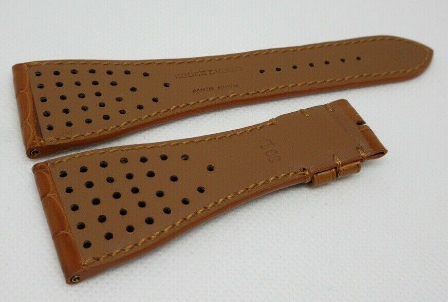 New Roger Dubuis G40 30mm Glossy Brown Alligator Strap XL Size OEM Genuine