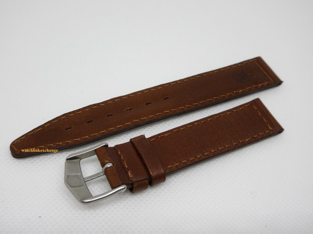 New Tag Heuer 17mm Brown Leather Strap Steel Buckle